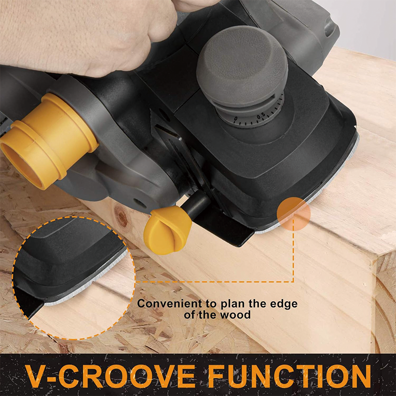 Electric Planer,7.5-Amp 16500 Rpm Power Hand Planer, Dual-dust out System, Dual-handle Design, Blade Protector, 2 Reversible HSS Blades and 2 Carbon Brushes