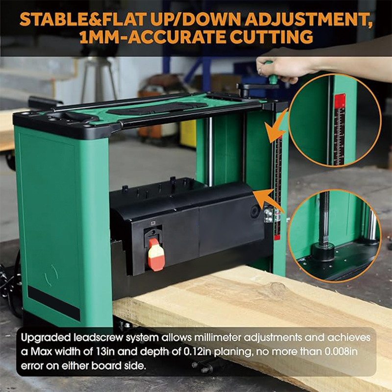 Power Benchtop Planer,13IN ,Electric Thickness Planer 15A 2000W Powerful Motor Wood Planers for Woodworking with Dustproof Top for woodworking