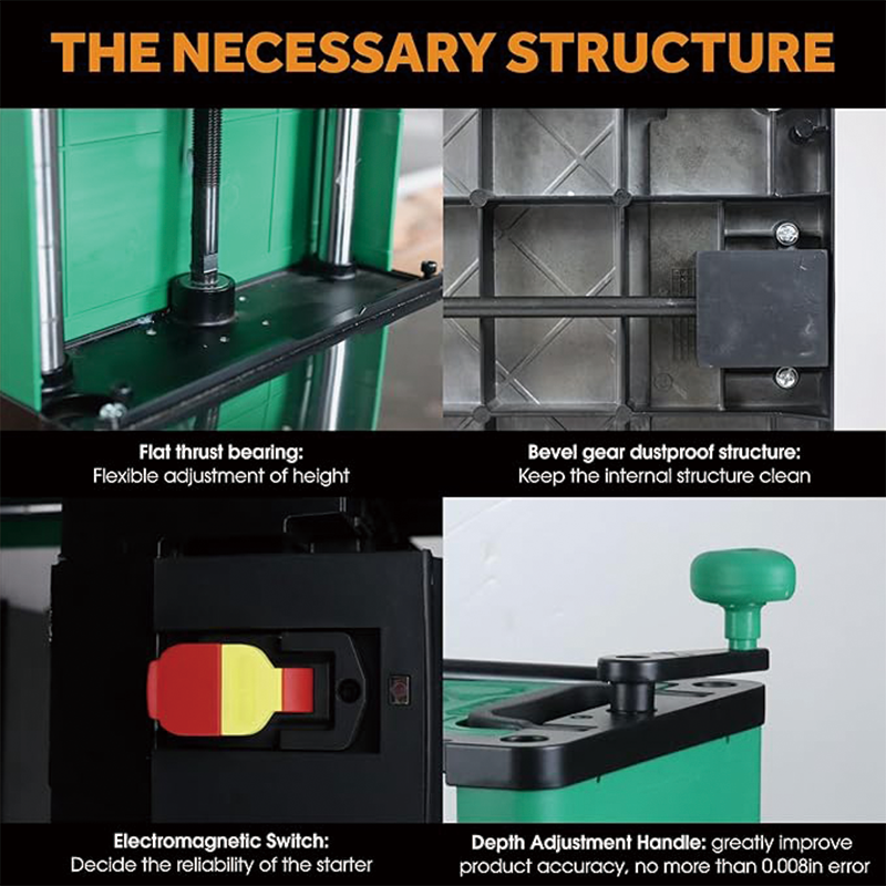 Power Benchtop Planer,13IN ,Electric Thickness Planer 15A 2000W Powerful Motor Wood Planers for Woodworking with Dustproof Top for woodworking