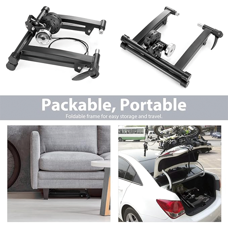 Bike Resistance Trainers,Magnetic Stationary Stand for 26-28" & 700C Wheels,8 Level Resistance Portable Stainless Steel Indoor Trainer with Quick Release Lever & Front Wheel Riser Block