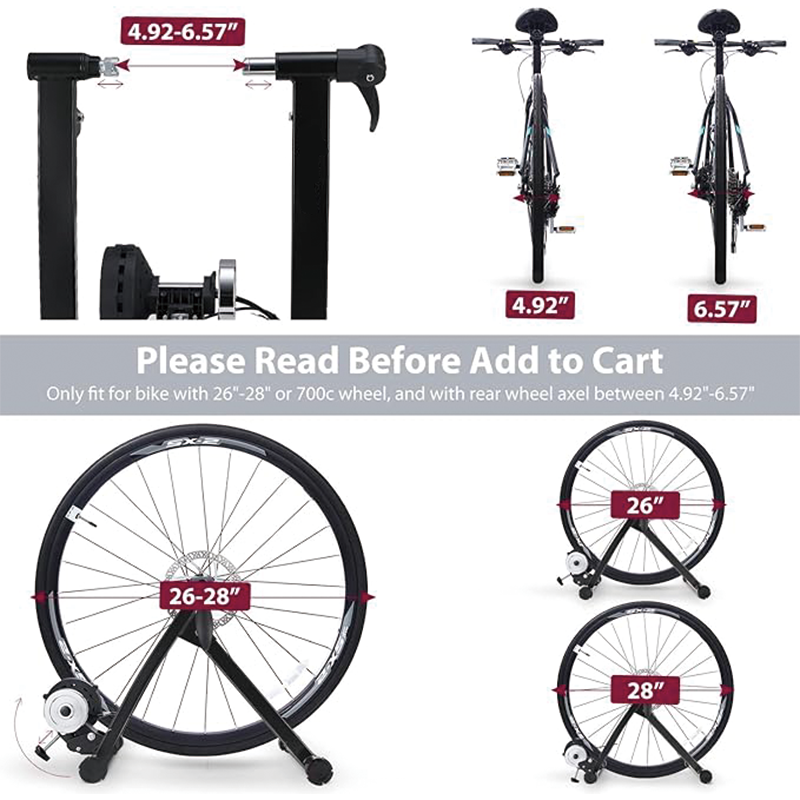 Bike Resistance Trainers,Magnetic Stationary Stand for 26-28" & 700C Wheels,8 Level Resistance Portable Stainless Steel Indoor Trainer with Quick Release Lever & Front Wheel Riser Block