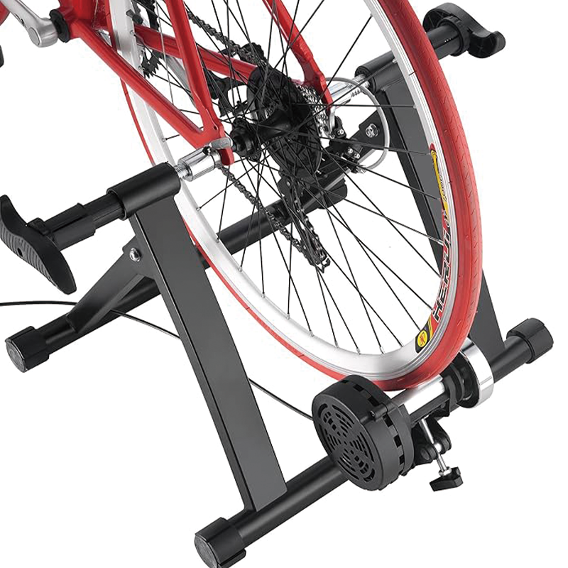 Exercise Bike Trainer - Indoor Bicycle Training Stand With Quiet 5-Level Magnetic Resistance and Front Wheel Riser Block
