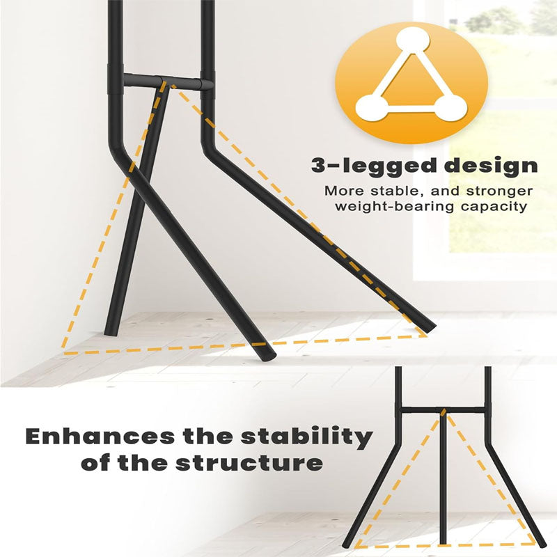 2 Bike Storage Rack with 3 Legs Adjustable Arm Hook Sturdy Steel & Easy Assemble for Garage Living Room Shed Holds Up to 100 lbs Black