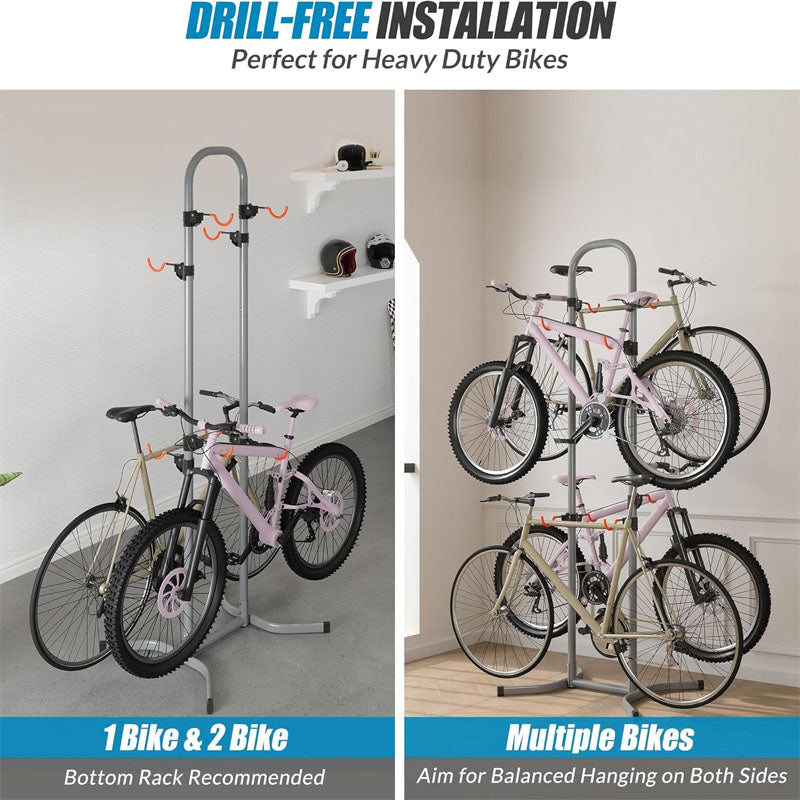 4 Bike Rack Fully adjustable Vertical Bicycle Holder for Indoor Outdoor for Garage Living Room Shed