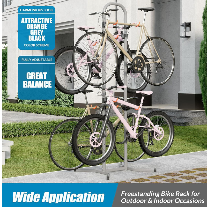 4 Bike Rack Fully adjustable Vertical Bicycle Holder for Indoor Outdoor for Garage Living Room Shed