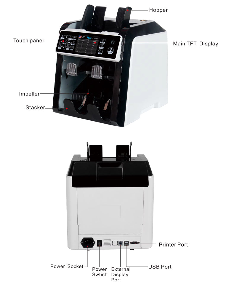 Al-950 Mixed Bill Discriminator Counter With Counterfeit Detection Cash Sorter Bill Counter
