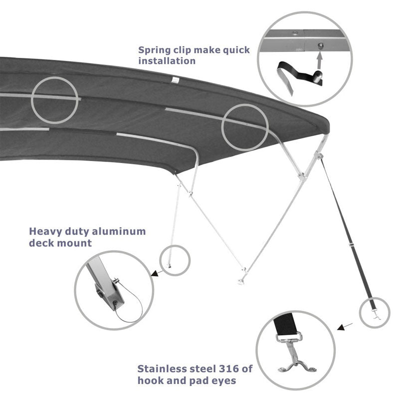 Aluminum Square Tube Yacht Awning, Boat Awning Yacht Cover Sun And Rain Fishing Boat
