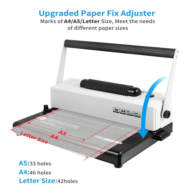 Binding Machine Coil Spiral Binding Machine Electric Coil Inserter for Letter Size/A4/A5 with 100pcs 5/16'' Coil Binding Spines