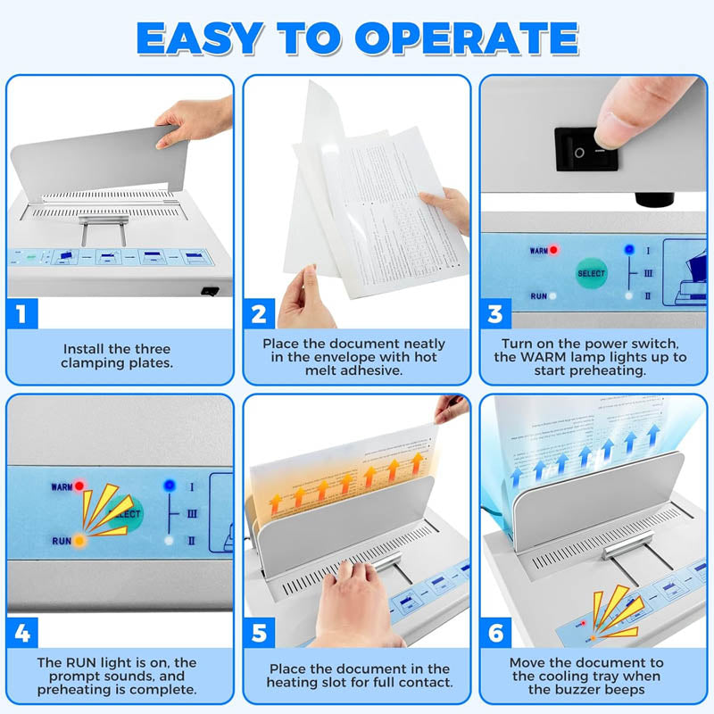 Binding Machine 400 Sheets Capacity Book Binding Material A3 A4 A5 Document with 10 Letter Size Envelopes