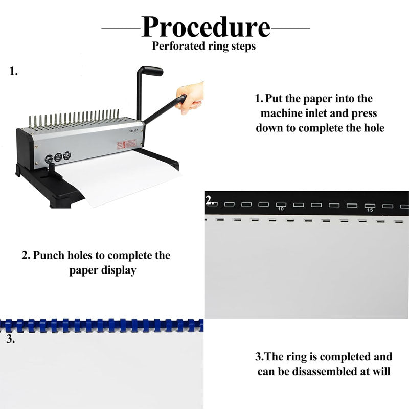 Binding Machine 19 Holes for Letter size A4 size A5 size with Comb Set Binder for Daily Binding