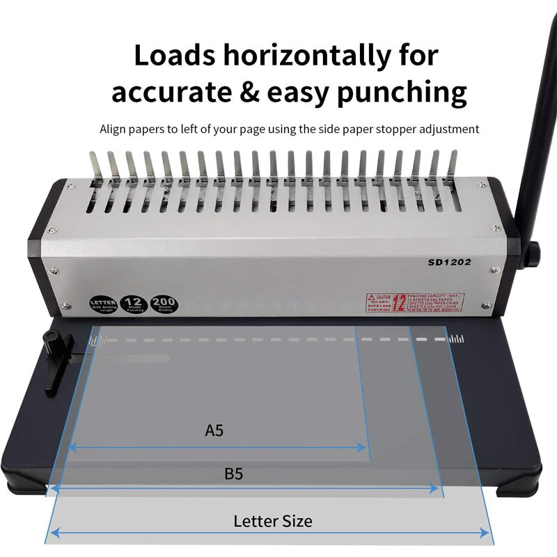 Binding Machine 19 Holes for Letter size A4 size A5 size with Comb Set Binder for Daily Binding