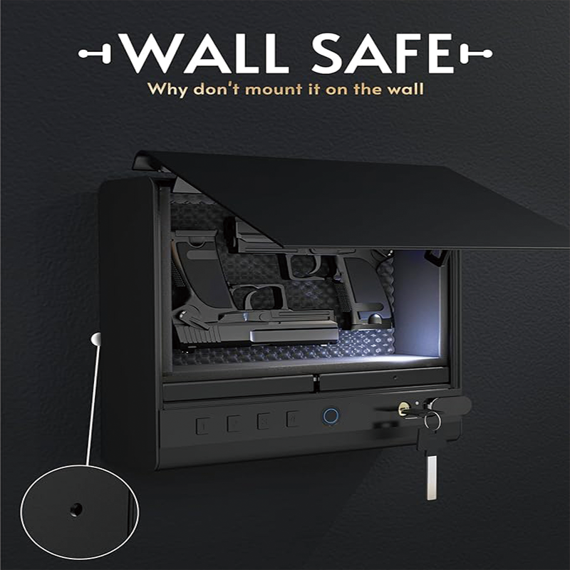 Gun Safe for Pistols, Biometric Gun Safe with Three Quick Access Ways of Fingerprints, Passwords and Keys,Ideal for Nightstand, Car, Bedside, Wall