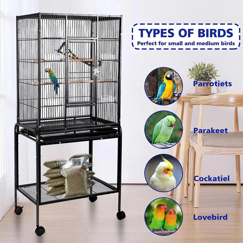 Spot Large Rust Resistant Luxurious Metal Wire Black Parrot Breeding Encryption Wire Cages Bird For Cages With Perch Stand