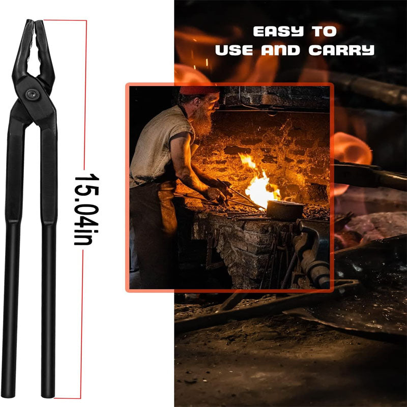 Wolf Jaw Blacksmith Tongs for Beginner & Professional Blacksmiths Bladesmiths & Craftsmen (15 in 16 in 17 in)