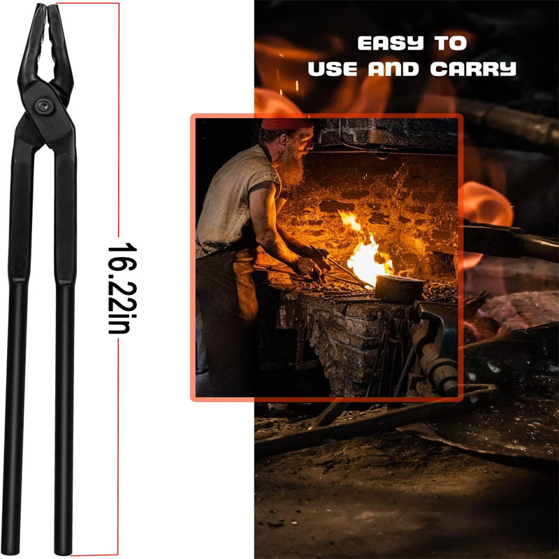 Wolf Jaw Blacksmith Tongs for Beginner & Professional Blacksmiths Bladesmiths & Craftsmen (15 in 16 in 17 in)