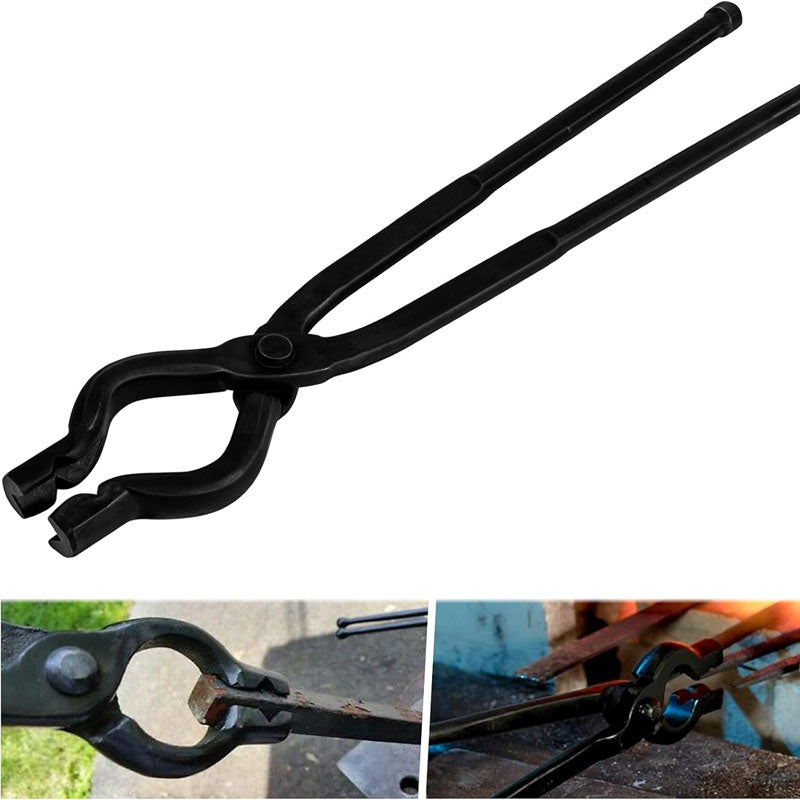 17 Inch V-Bit Bolt Blacksmith Tongs for Beginner and Seasoned Blacksmiths, Bladesmiths and Craftsmen