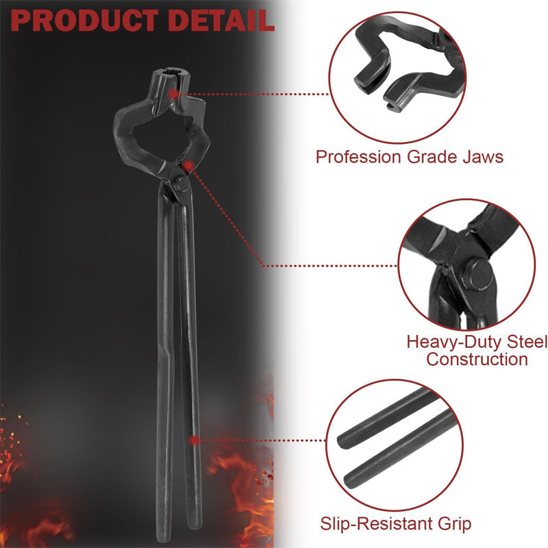 16"Z- V-Bit Style Tongs Blacksmith Tongs Z-Jaw Offset Knife Making Tongs Blacksmith for Beginner and Seasoned Blacksmiths Bladesmiths and Craftsmen