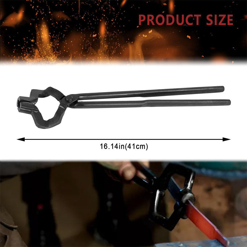 16"Z- V-Bit Style Tongs Blacksmith Tongs Z-Jaw Offset Knife Making Tongs Blacksmith for Beginner and Seasoned Blacksmiths Bladesmiths and Craftsmen