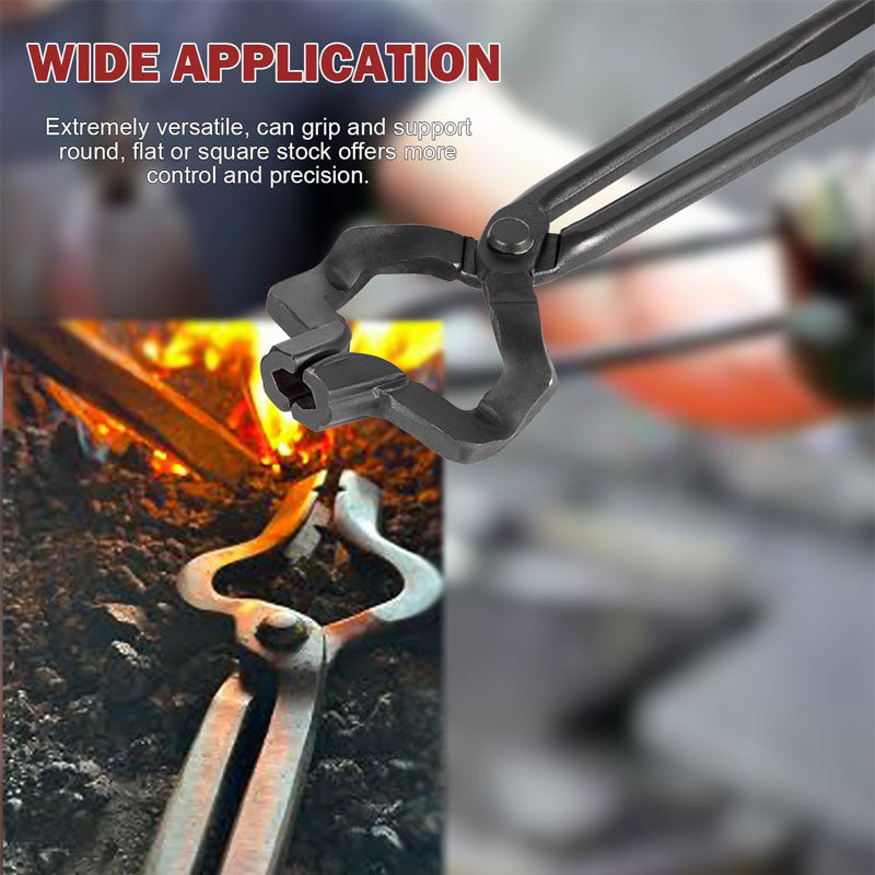 16"Z- V-Bit Style Tongs Blacksmith Tongs Z-Jaw Offset Knife Making Tongs Blacksmith for Beginner and Seasoned Blacksmiths Bladesmiths and Craftsmen