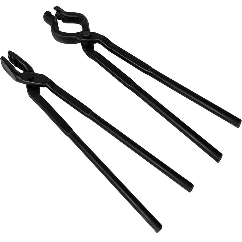 2PCS 16'' Wolf Jaw Tongs & 17'' V-Bit Blacksmith Tongs Starter Beginner Bladesmith Anvil Vise Forge Tool Kit