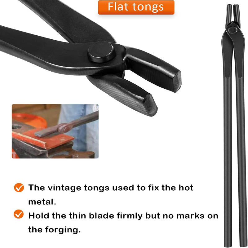 4 pack Blacksmith Tongs Tongs Forge Tools Includes V-Bit Bolt Tongs Wolf Jaw Tongs Flat Tongs Blade Tongs