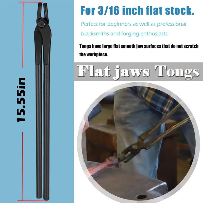 5PCS Blacksmith Tongs For Knife Making Tongs Flat Tongs & Square Jaw Tongs & Bolt Tongs & Blade Tongs & Wolf Jaw tongs