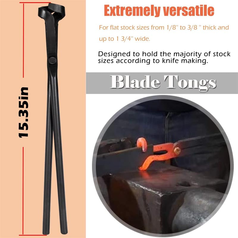 5PCS Blacksmith Tongs For Knife Making Tongs Flat Tongs & Square Jaw Tongs & Bolt Tongs & Blade Tongs & Wolf Jaw tongs