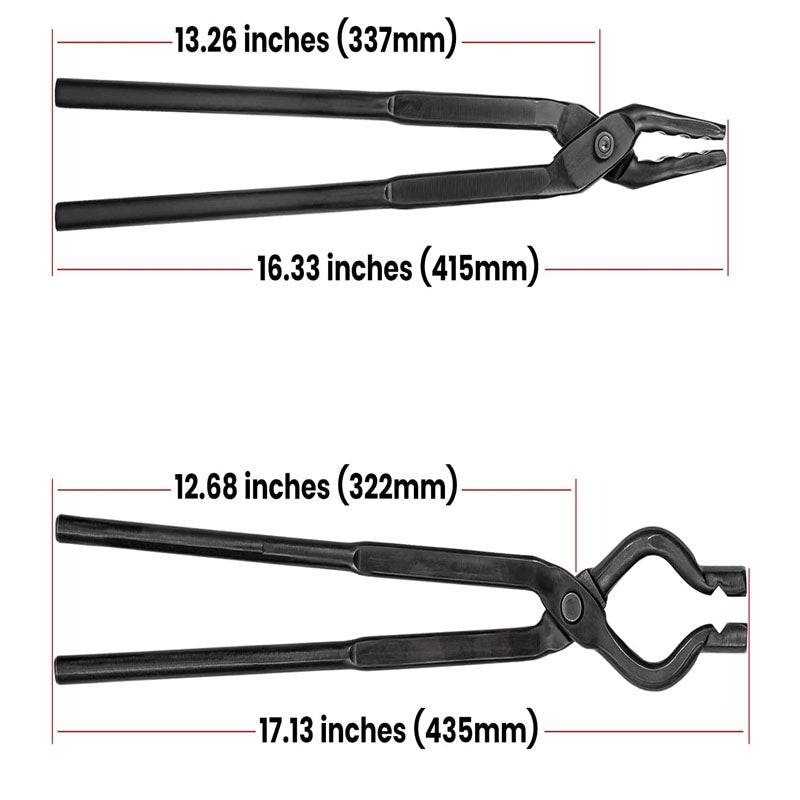 Beginner Blacksmith Blacksmith Tongs 16” 3 PCS V-Bit Bolt Tongs Wolf Jaw Tongs and Z V-Bit Tongs