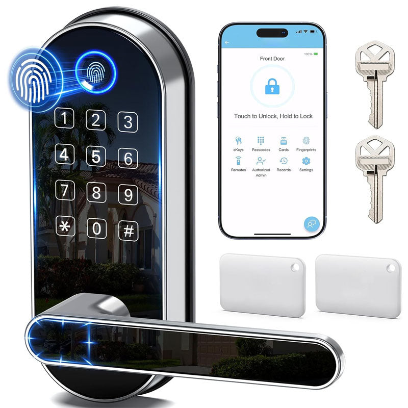 Bluetooth Door Lock Keyless-Entry Keypad Fingerprint Smart Lock Biometric Door Knob for Entry Door