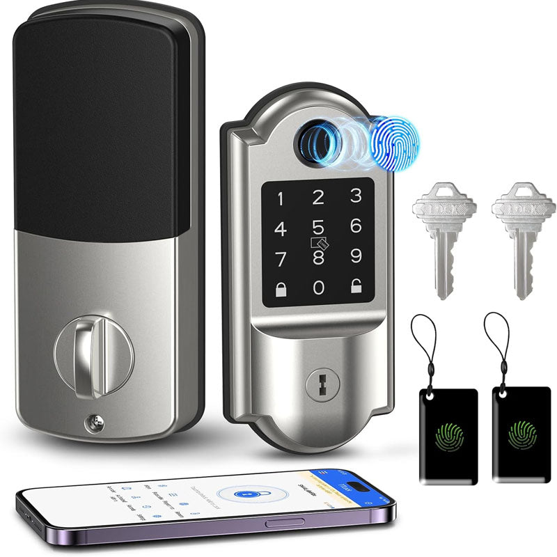 7-in-1 Keyless Entry Door Lock Bluetooth Door Lock Fingerprint Door Lock with Touchscreen Keypad App Remote Control