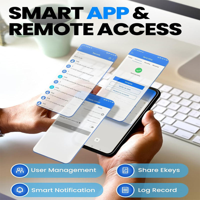 7-in-1 Keyless Entry Door Lock Bluetooth Door Lock Fingerprint Door Lock with Touchscreen Keypad App Remote Control