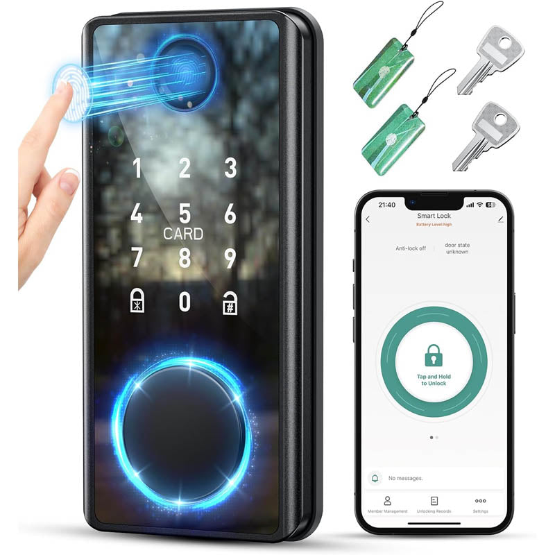 Bluetooth Door Lock Keyless Entry Door Lock with Keypad Fingerprint Door Lock with Code Biometric Smart Digital Door Lock