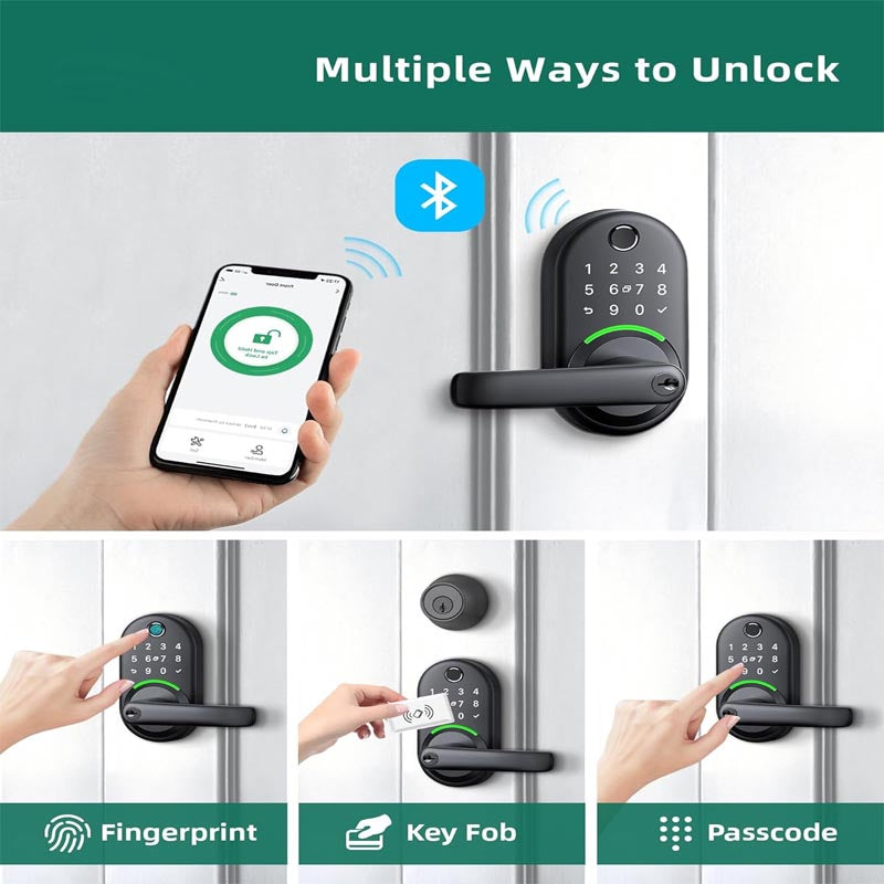 Bluetooth Door Lock Keyless Entry Door Lock for Front Door WiFi Door Lock with APP Genarate Passcode Remotely
