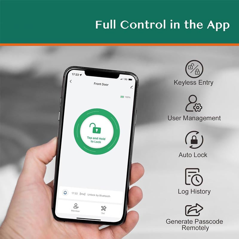 Bluetooth Door Lock Keyless Entry Door Lock for Front Door WiFi Door Lock with APP Genarate Passcode Remotely