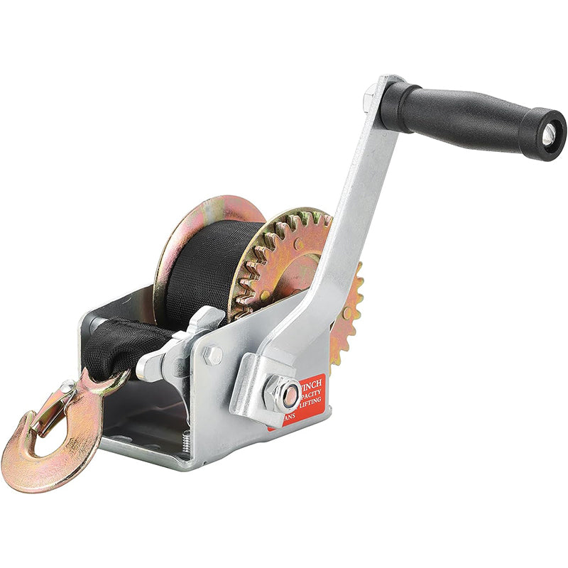 800LBS Hand Winch Heavy Duty Boat Trailer Winch with 16FT Strap Ratchet Gear for Trailer Boat Towing