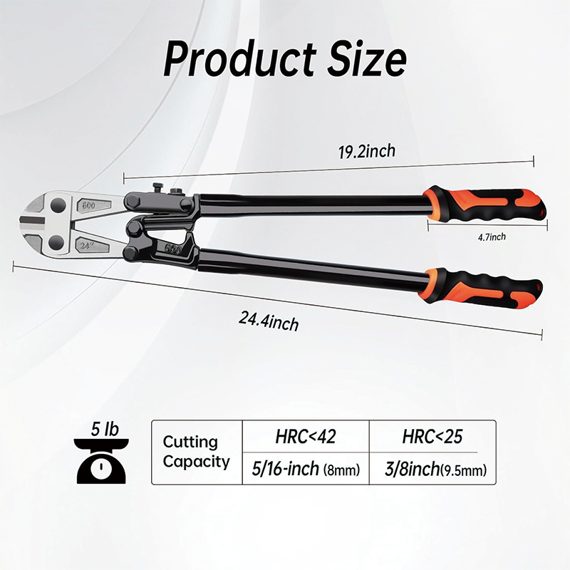 24 Inch Bolt Cutter, T8 Steel Blade Wire Cutters, for Chain/Metal/Screw/Rivet/Medium Padlock/Fence