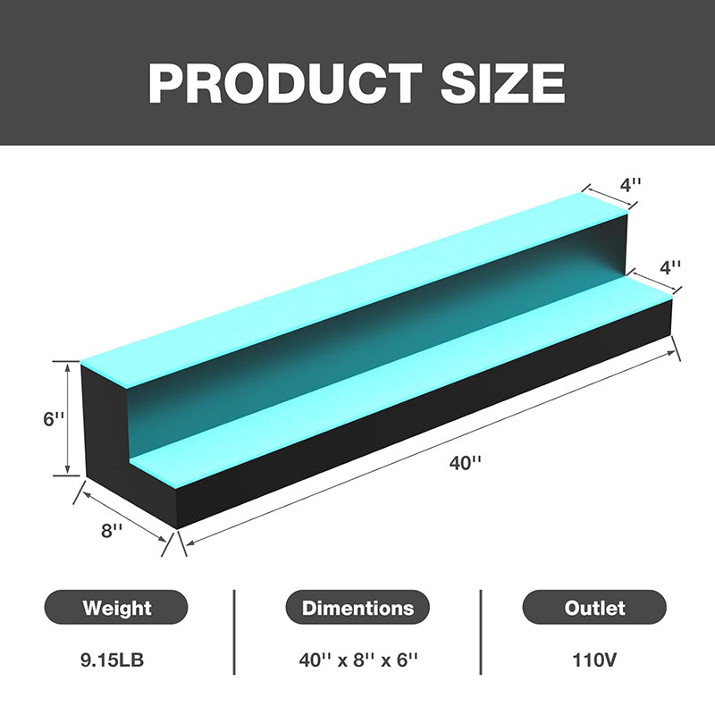 LED Liquor Bottle Display Shelf 40 inch 2-Step Lighted Acrylic Lighted Bar Shelf for Home, Commercial Bar, Acrylic Lighted Bottle Display Stand with RF Remote Control