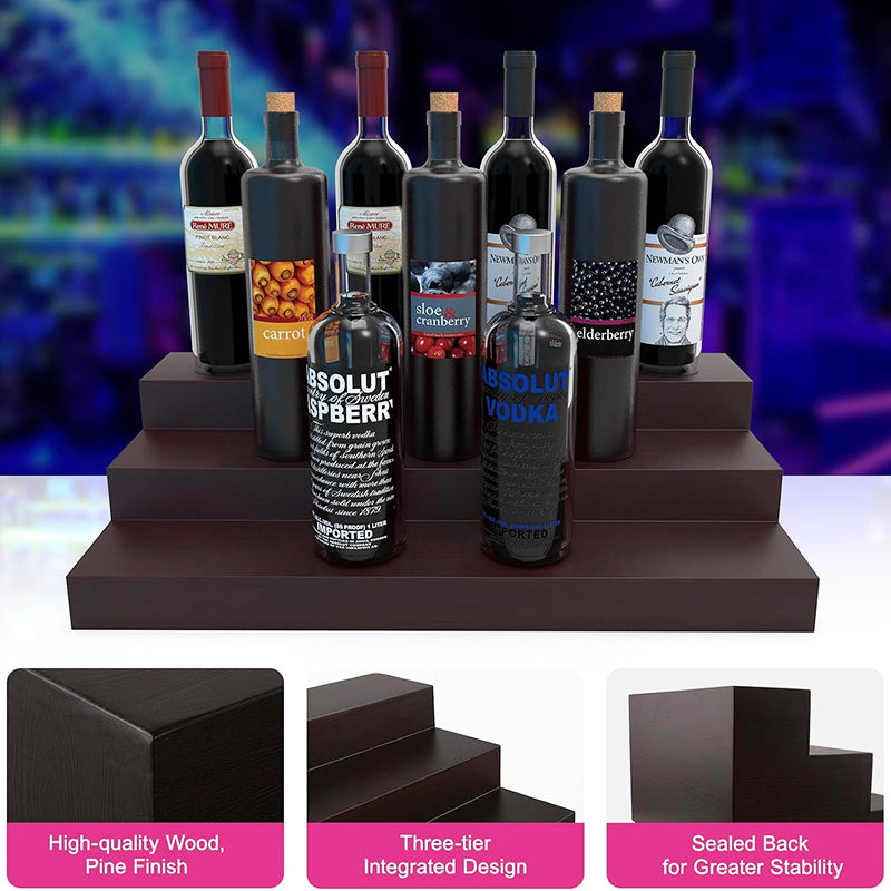 2Tier 3 Tier 24 Inch Bar Bottle Display Shelf Bar Stand for Liquor Bottles for Whiskey Wine Coffee Syrup Water Bottle Display