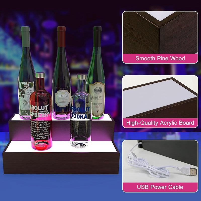 2Tier 3 Tier 24 Inch Bar Bottle Display Shelf Bar Stand for Liquor Bottles for Whiskey Wine Coffee Syrup Water Bottle Display