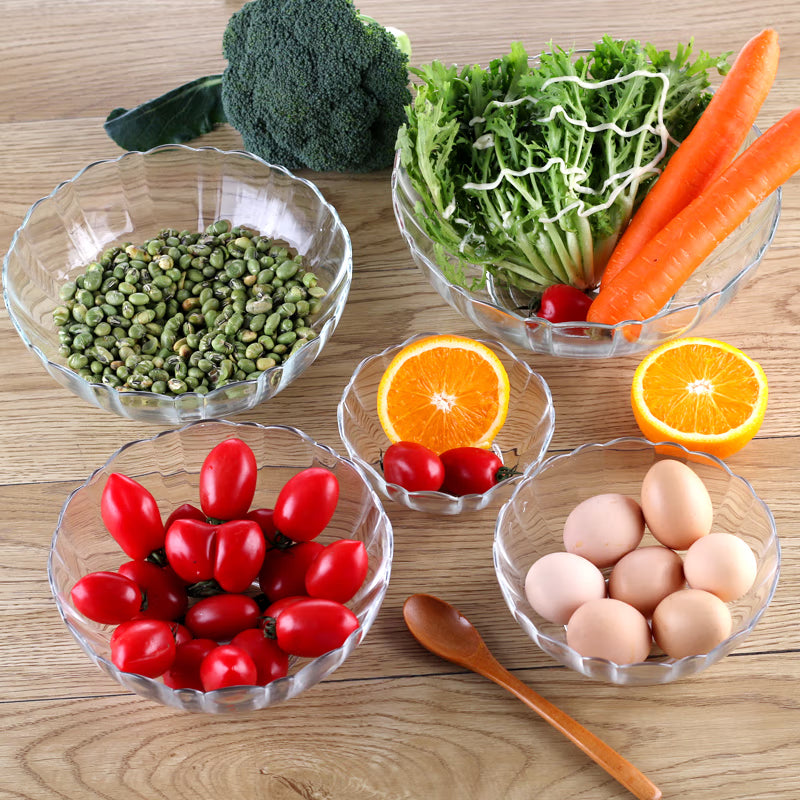 Tempered Glass Bowls Soup Bowls Salad Bowls Dessert Bowls Lotus Edge