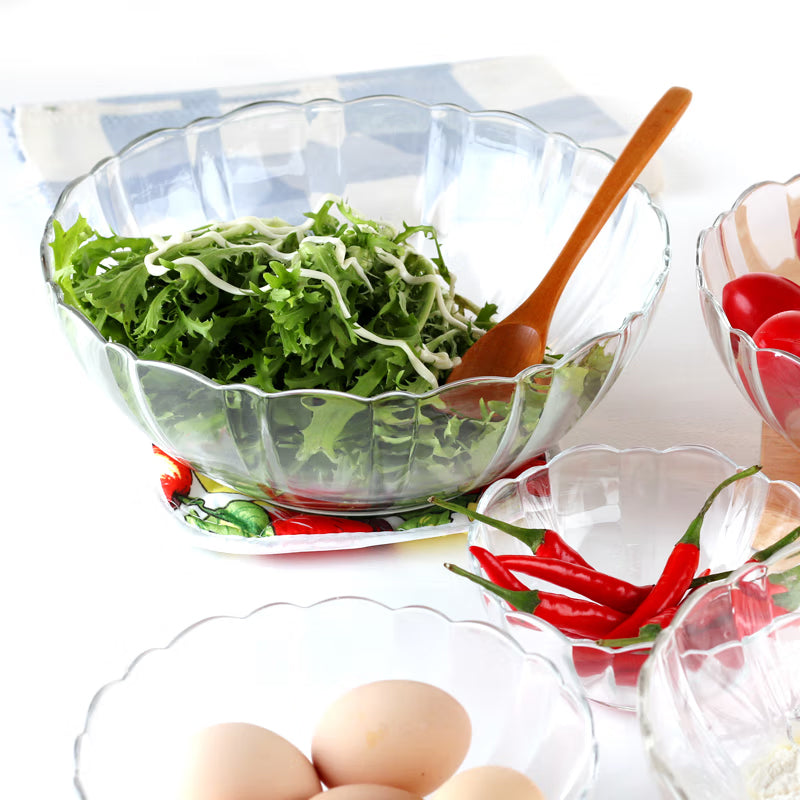 Tempered Glass Bowls Soup Bowls Salad Bowls Dessert Bowls Lotus Edge