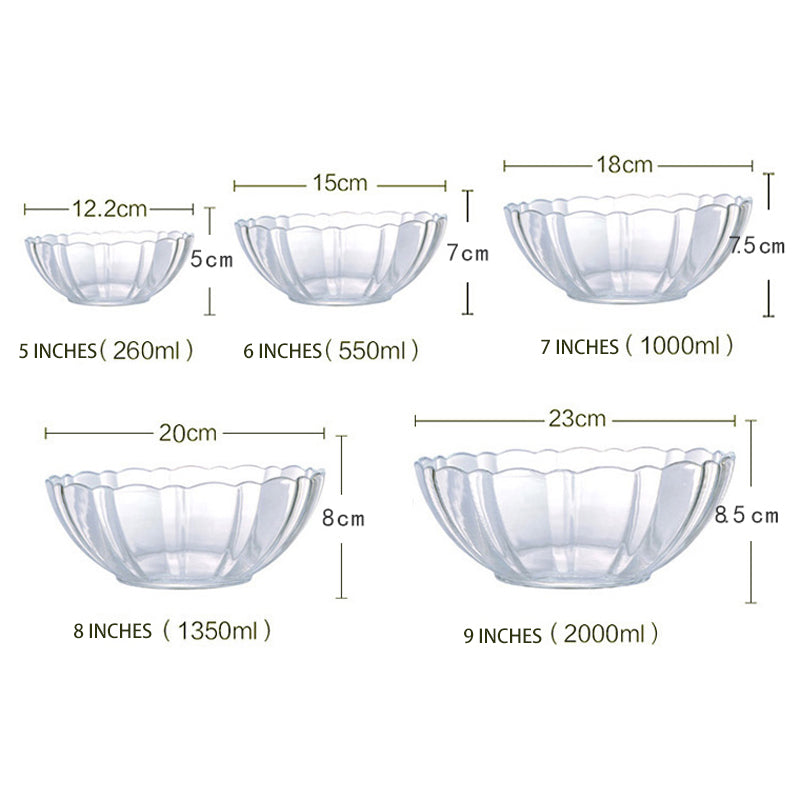 Tempered Glass Bowls Soup Bowls Salad Bowls Dessert Bowls Lotus Edge