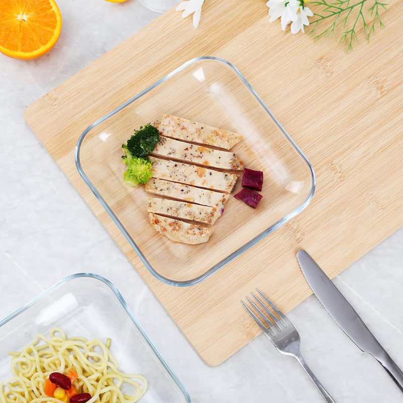 Set Of 3 Transparent Square Tempered Glass Salad Dessert Plates, Heat Resistant Transparent Flat Plates, 7-Inch Serving Plates