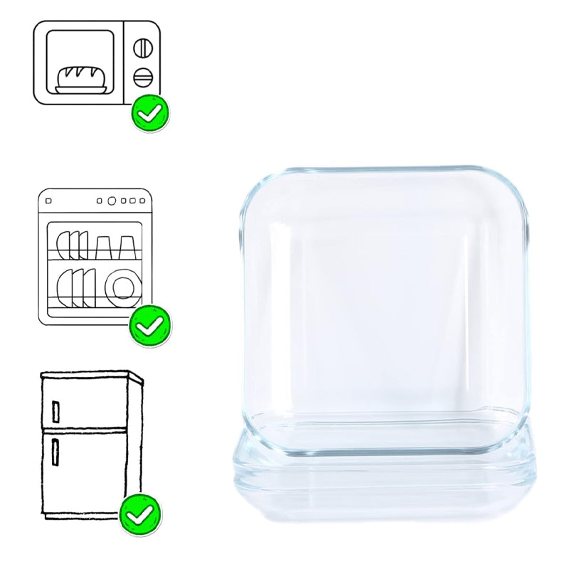 Set Of 3 Transparent Square Tempered Glass Salad Dessert Plates, Heat Resistant Transparent Flat Plates, 7-Inch Serving Plates
