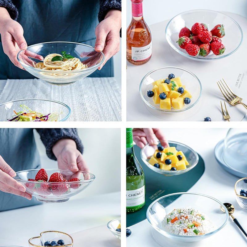 Tempered Glass Bowl, Round, Microwave-Resistant Rice Bowl, Transparent Glass Bowl, Cereal Bowl