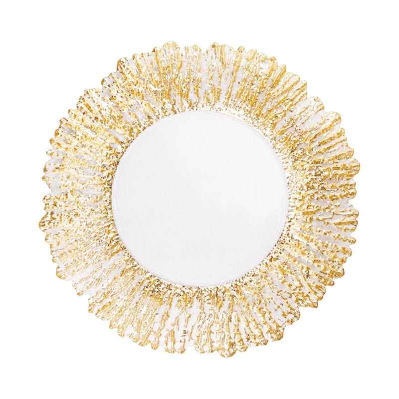 Glass Plate, Gold Creative Vertical Texture Glass Mat Plate, Decorative Gold Bowl Tableware Tray