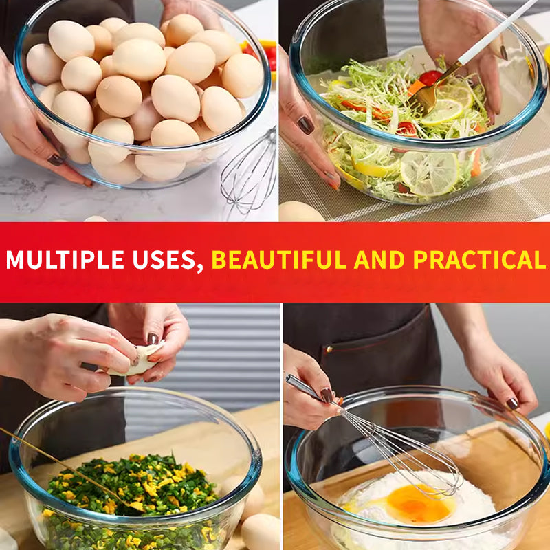 Transparent Glass Bowl For Microwave Heating, High Temperature Resistant Tempered Glass Household Salad Rice Bowl And Soup Bowl