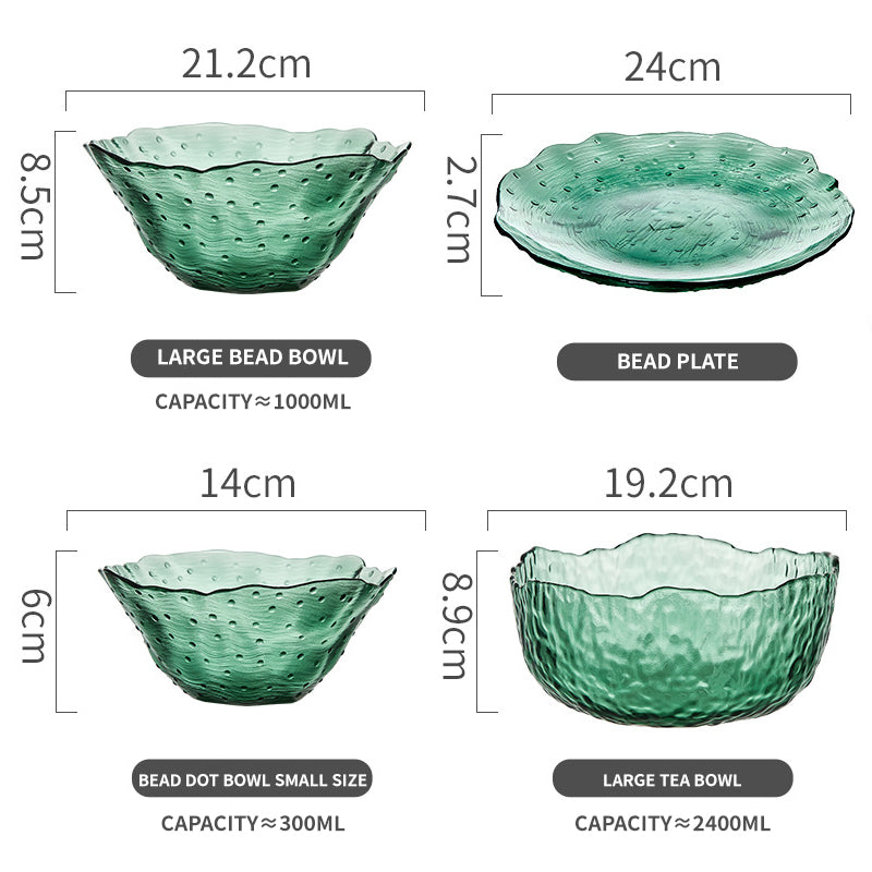 Household Tableware And Dishes Set, Glass Salad Bowl, Large Fruit Bowl, Creative Tableware, Fruit Plate, Large Bowl, Bamboo Hat, Bowl And Plate