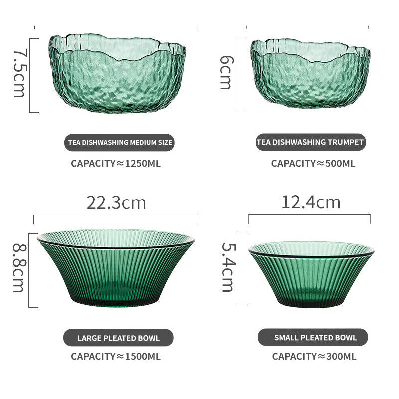 Household Tableware And Dishes Set, Glass Salad Bowl, Large Fruit Bowl, Creative Tableware, Fruit Plate, Large Bowl, Bamboo Hat, Bowl And Plate