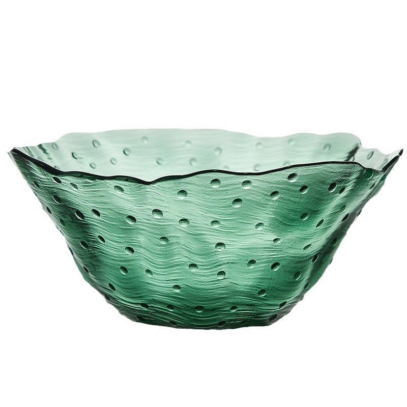 Household Tableware And Dishes Set, Glass Salad Bowl, Large Fruit Bowl, Creative Tableware, Fruit Plate, Large Bowl, Bamboo Hat, Bowl And Plate